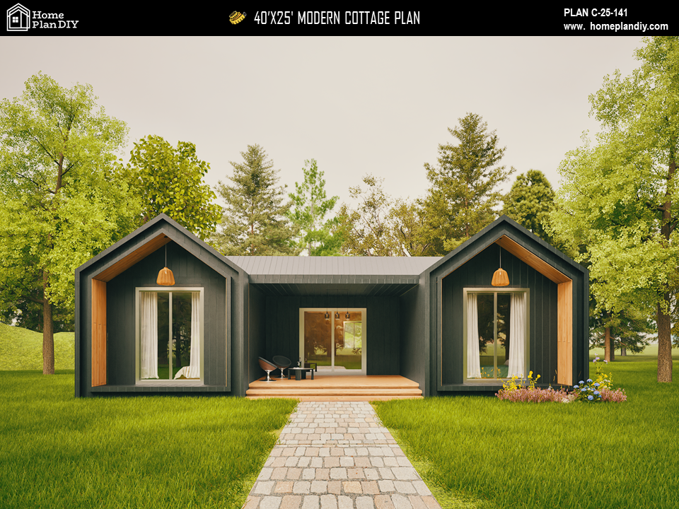 2 bedroom 3 bathroom modern tiny house floor plan