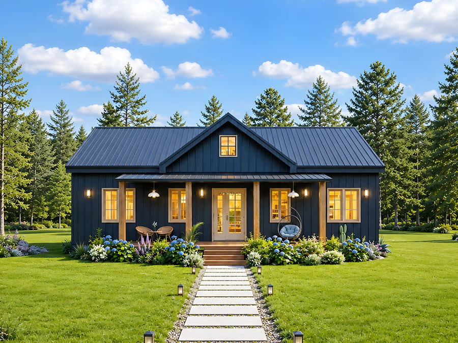 Single-story modern farmhouse house plan