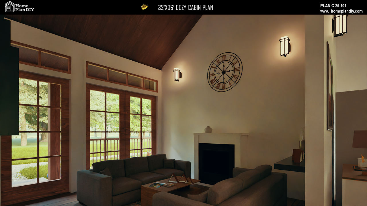 2 bedroom 2 bathroom cozy cabin house plan with porch
