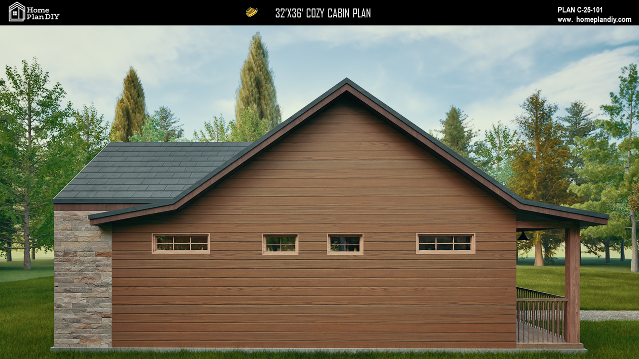 2 bedroom 2 bathroom cozy cabin house plan with porch