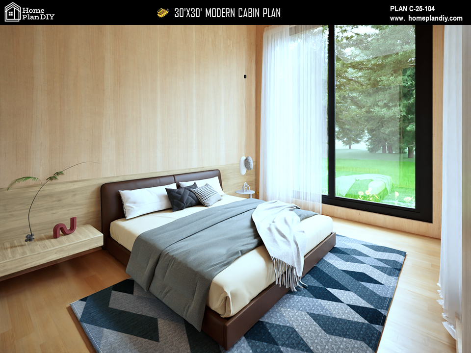 2 bedroom 1 bathroom modern cabin floor plan with loft