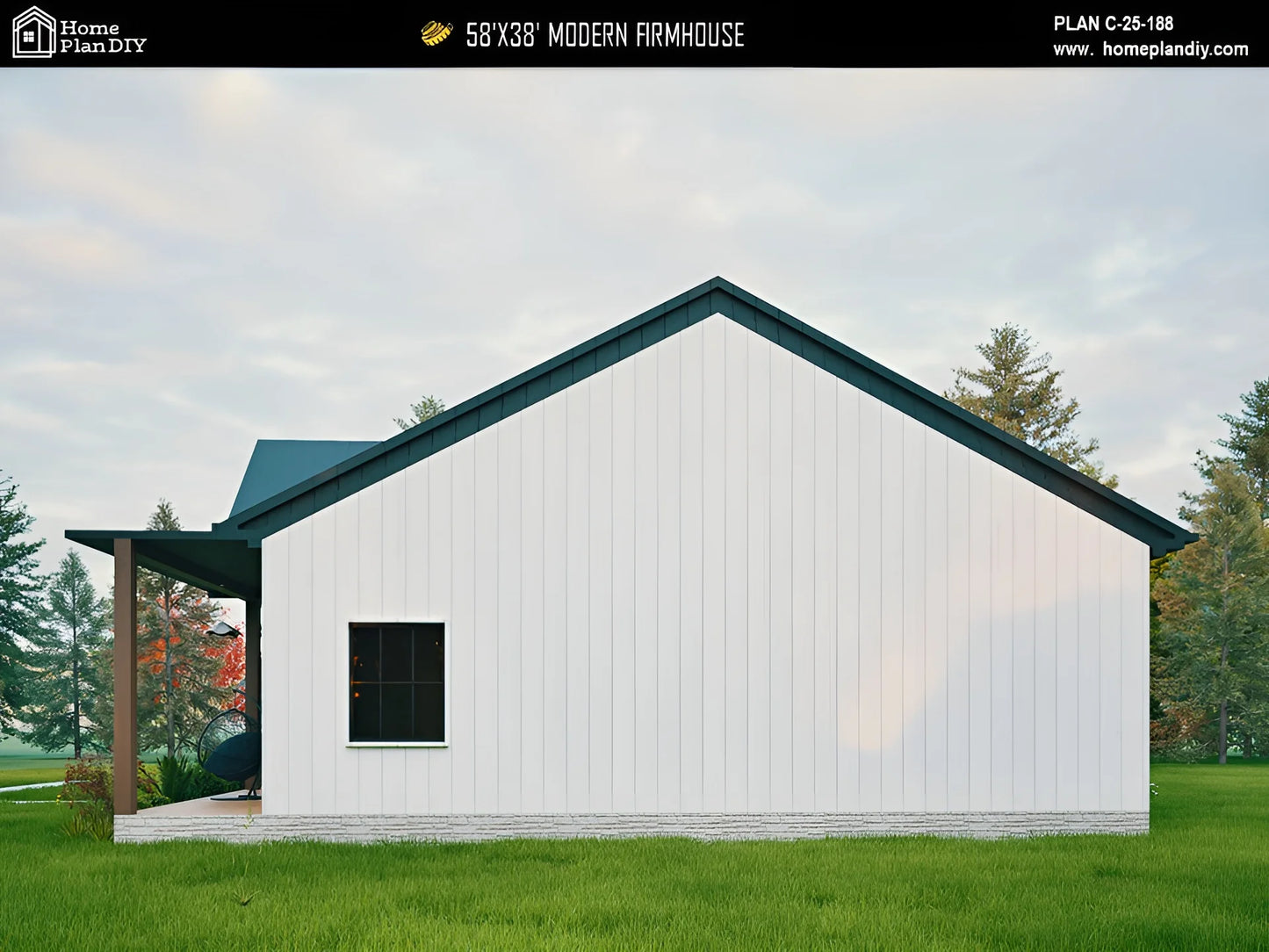 3 bedroom 2 bathroom barndominium floor plan with open-concept layout and slab foundation