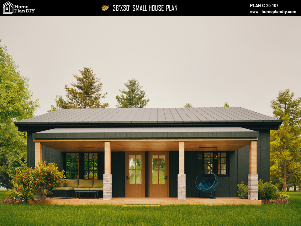 Tiny House Modern House 1000 SQFT Plan 25107