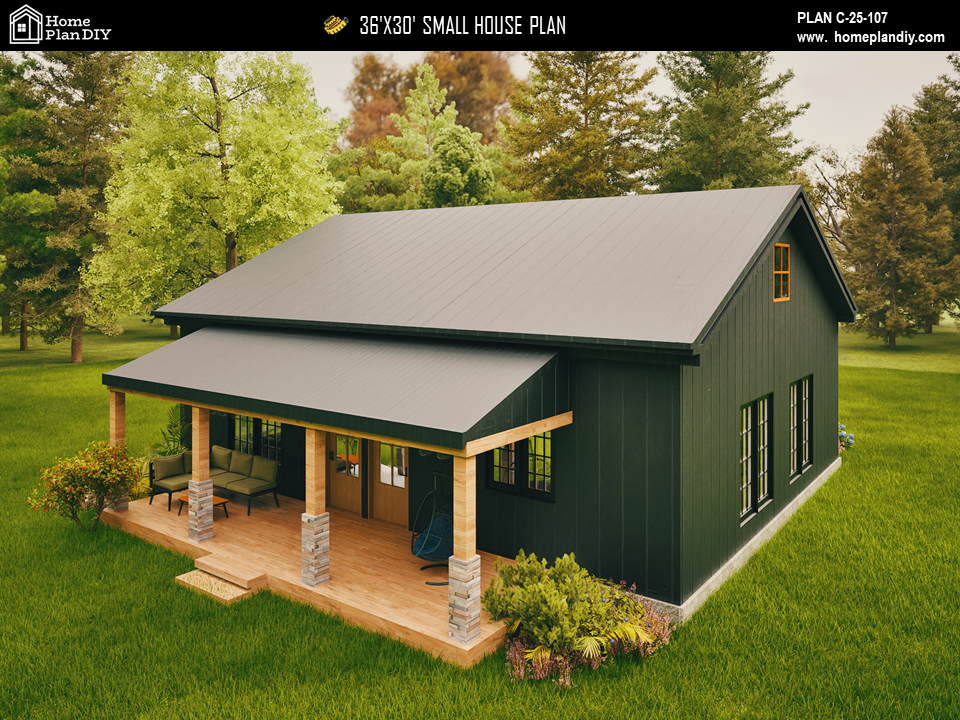 Tiny House Modern House 1000 SQFT Plan 25107
