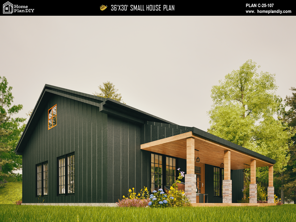 Tiny House Modern House 1000 SQFT Plan 25107