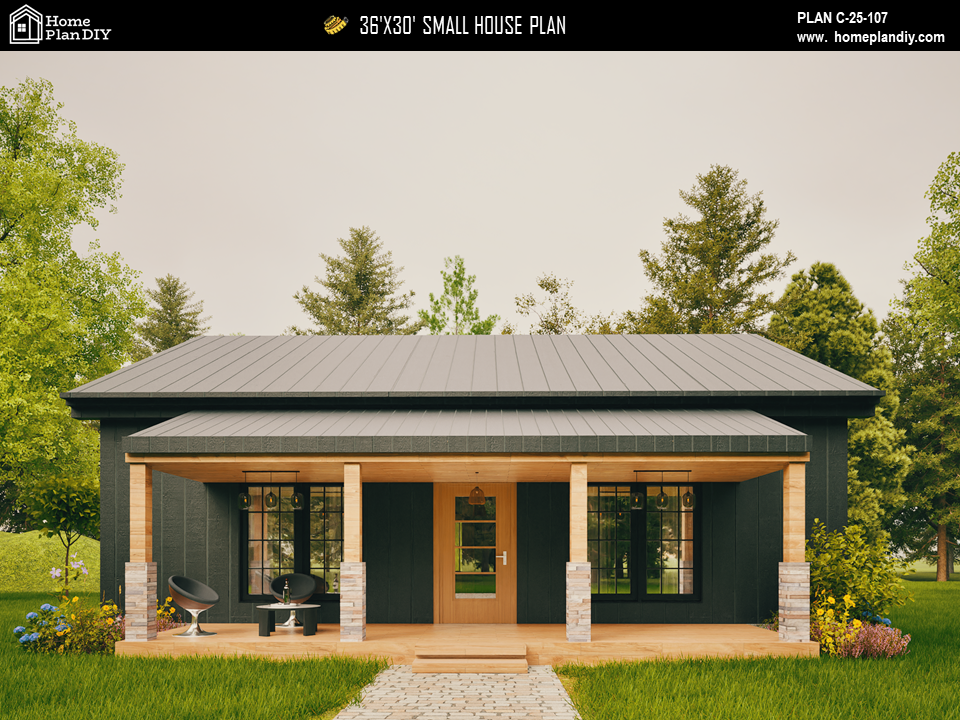 Tiny House Modern House 1000 SQFT Plan 25107
