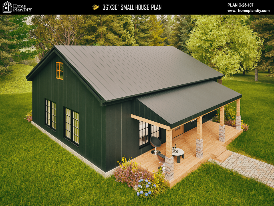 Tiny House Modern House 1000 SQFT Plan 25107