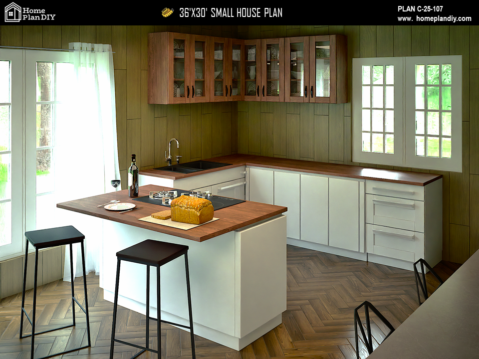 Tiny House Modern House 1000 SQFT Plan 25107