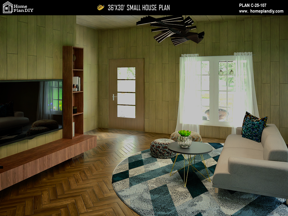 Tiny House Modern House 1000 SQFT Plan 25107