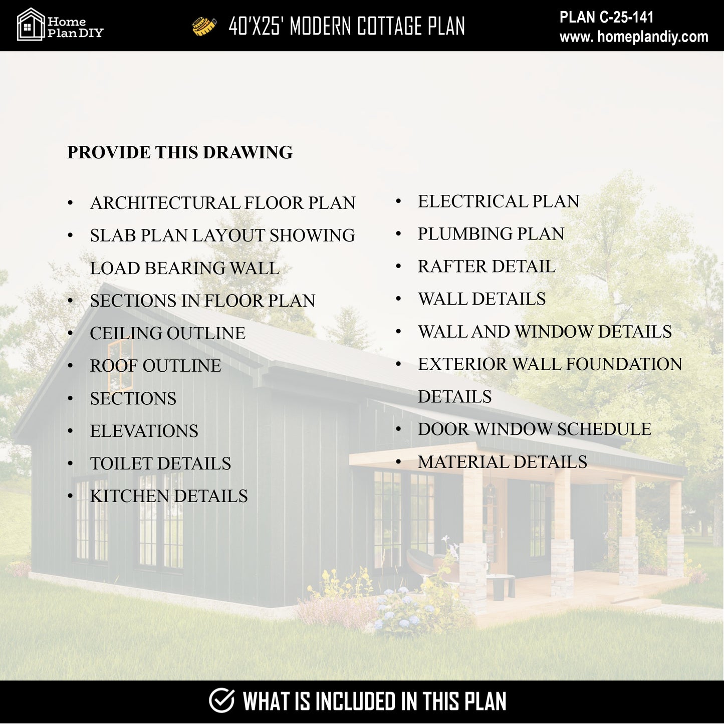 Tiny House Modern House 1000 SQFT Plan 25107