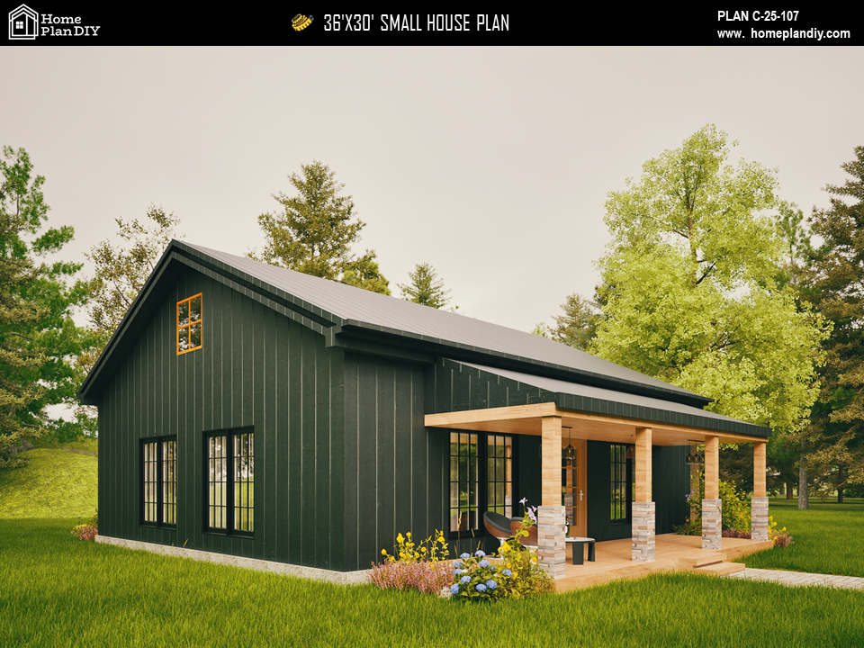 Tiny House Modern House 1000 SQFT Plan 25107