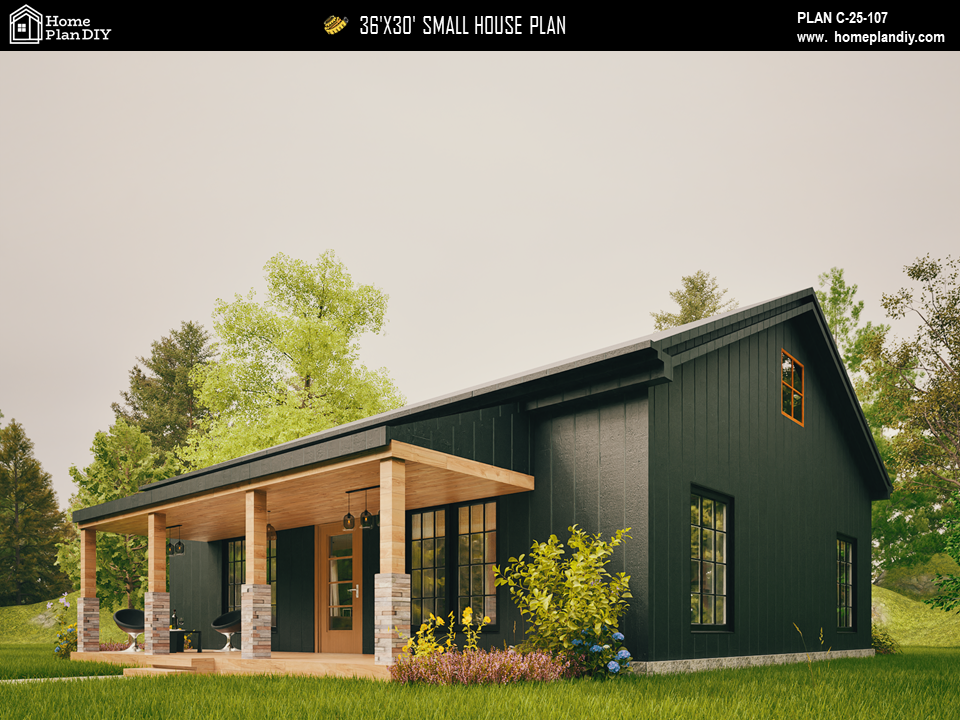 Tiny House Modern House 1000 SQFT Plan 25107