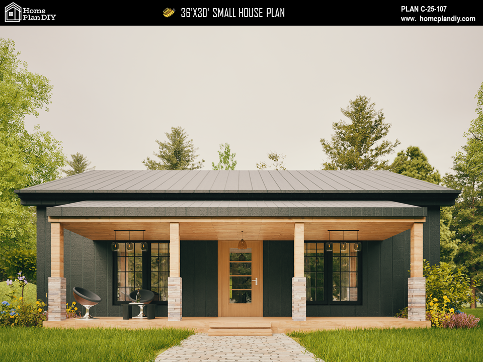 Tiny House Modern House 1000 SQFT Plan 25107