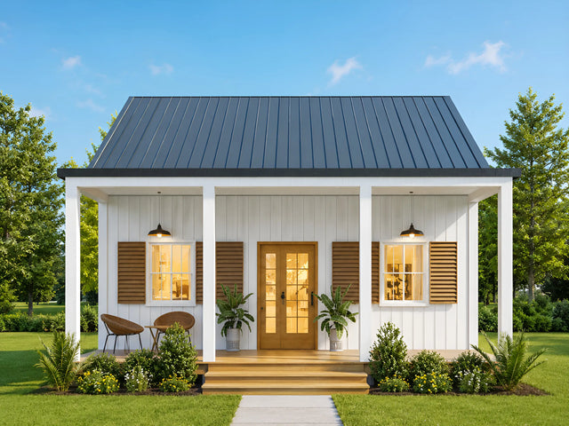 Tiny house plan with porch