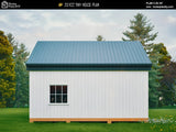 Modern 25x22 tiny house floor plan with 1 bed, 1 bath, porch, and slab foundation – 550 sq ft cabin blueprint