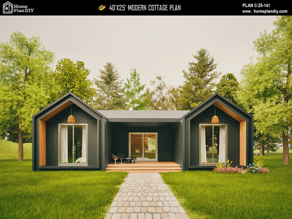 2 bedroom 3 bathroom modern tiny house floor plan
