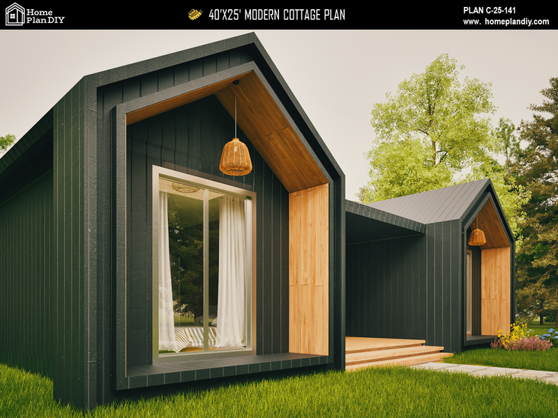 2 bedroom 3 bathroom modern tiny house floor plan