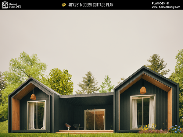 2 bedroom 3 bathroom modern tiny house floor plan