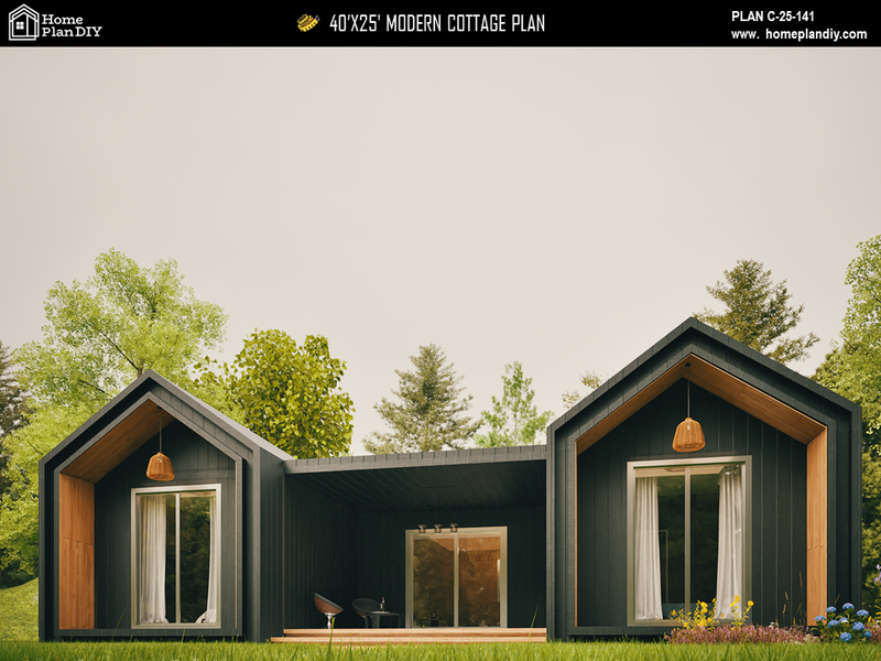 2 bedroom 3 bathroom modern tiny house floor plan