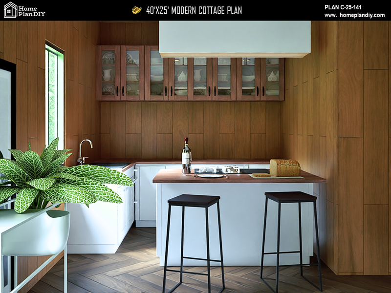 DIY printable small house plan with PDF and CAD files