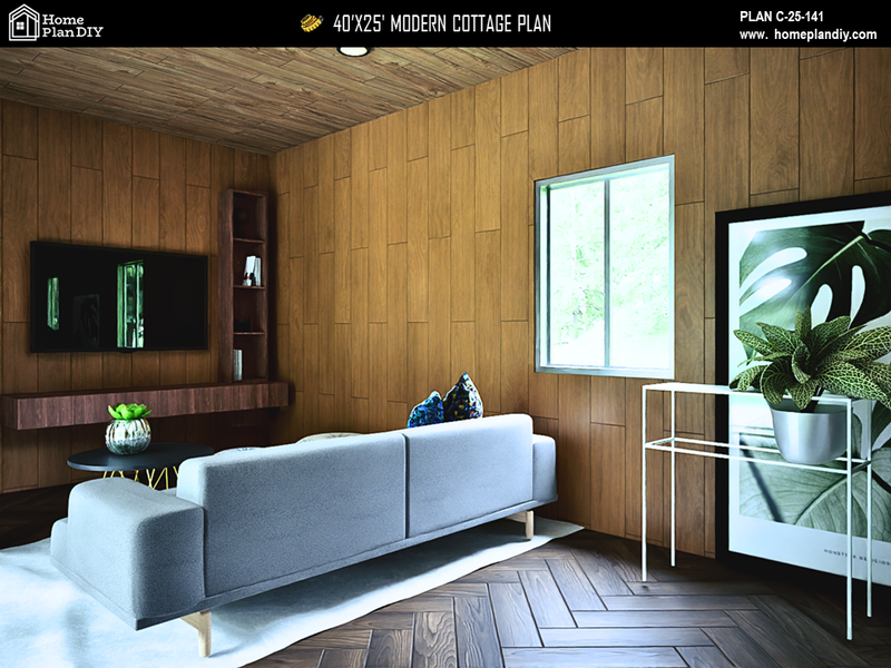 DIY printable small house plan with PDF and CAD files