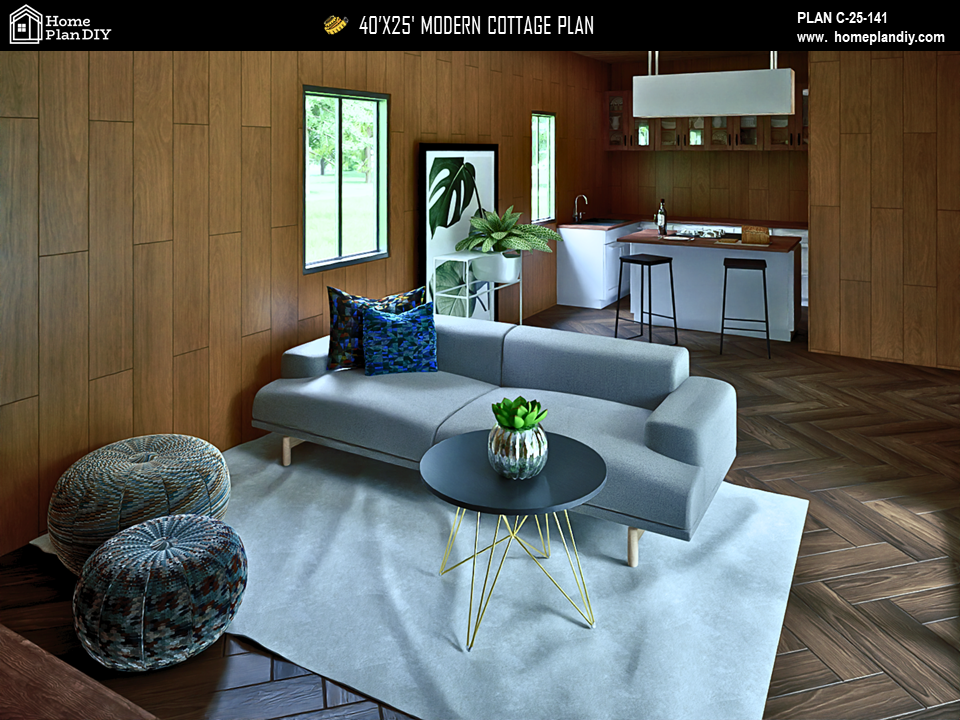 DIY printable small house plan with PDF and CAD files