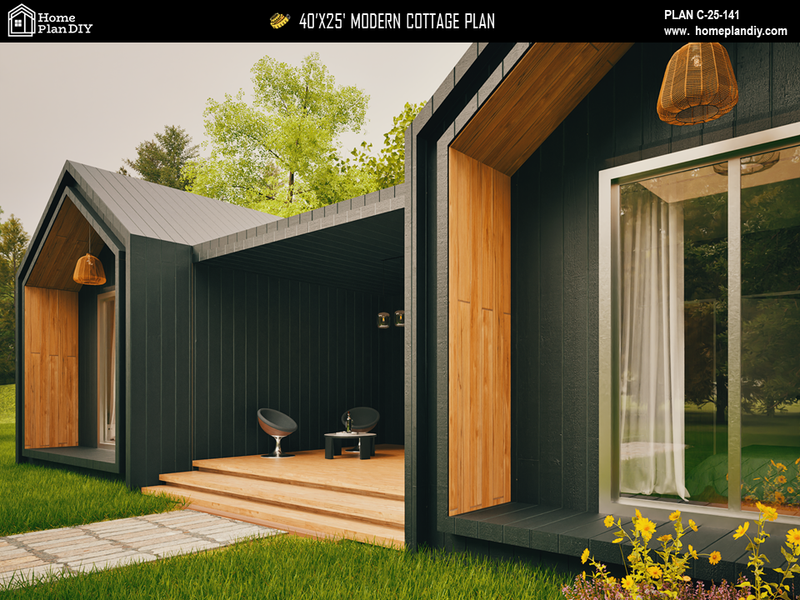 1000 square foot one-story cottage with open layout