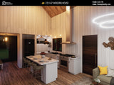 23x42 Modern Tiny House Plan Front View – Small Cabin Blueprint with Loft and Porch