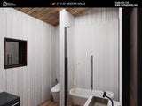 23x42 Modern Tiny House Plan Front View – Small Cabin Blueprint with Loft and Porch