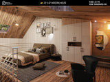 23x42 Modern Tiny House Plan Front View – Small Cabin Blueprint with Loft and Porch