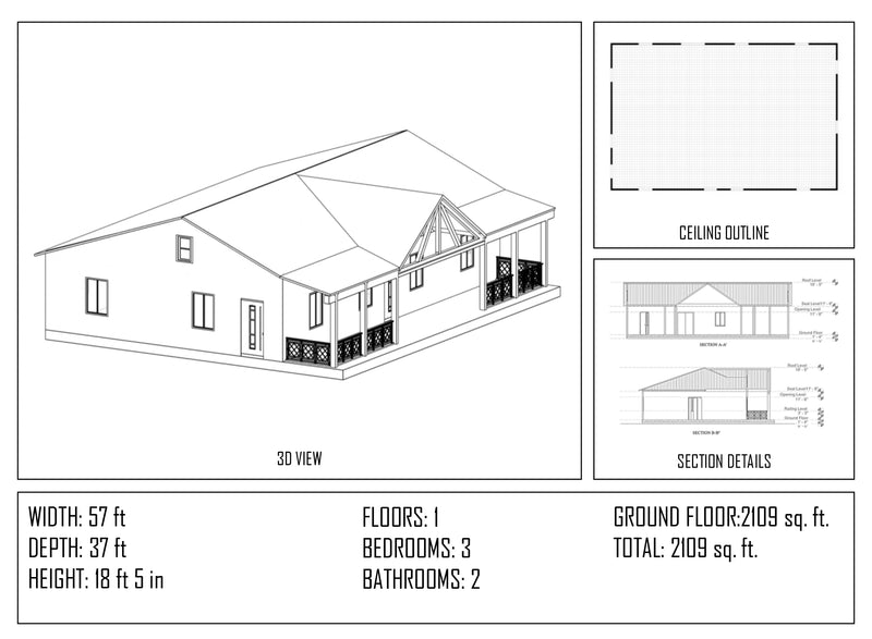 3 bedroom 2 bathroom barndominium floor plan with loft