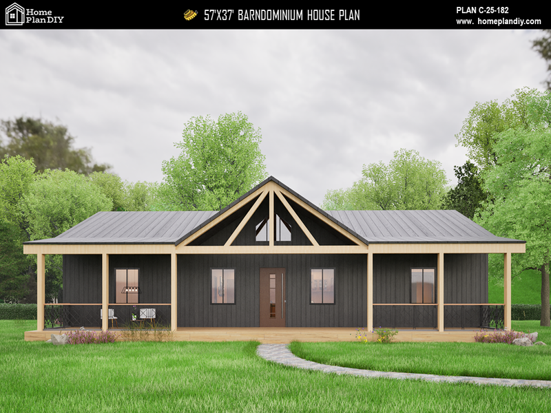 3 bedroom 2 bathroom barndominium floor plan with loft