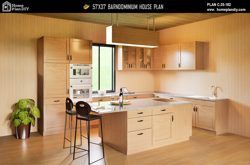 3 bedroom 2 bathroom barndominium floor plan with loft