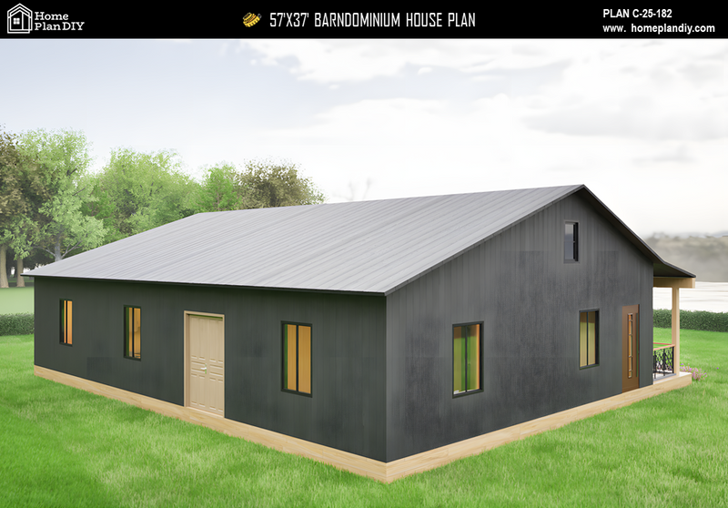 3 bedroom 2 bathroom barndominium floor plan with loft