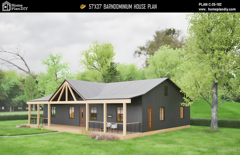 3 bedroom 2 bathroom barndominium floor plan with loft