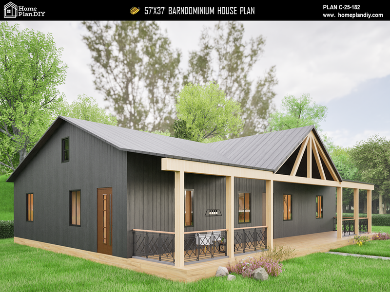 Modern farmhouse inspired barndo house plan 57x37 feet