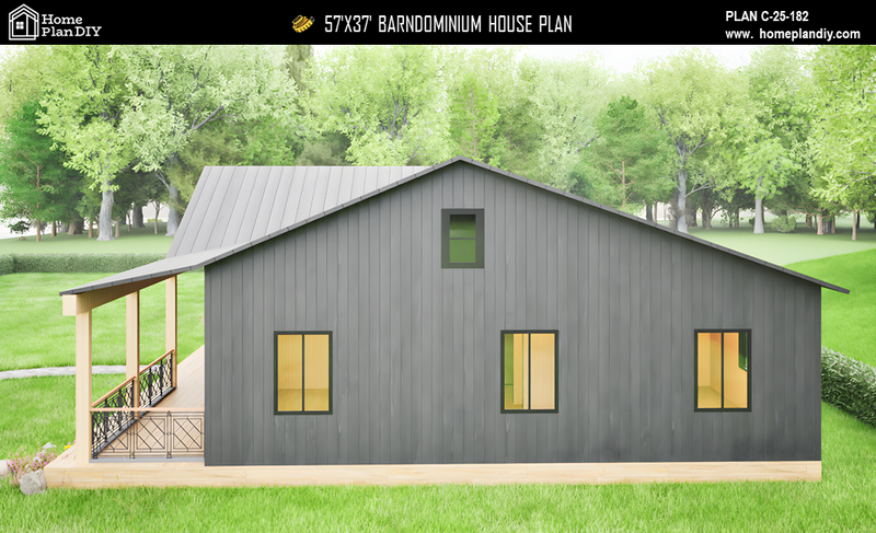 3 bedroom 2 bathroom barndominium floor plan with loft