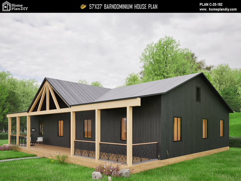 3 bedroom 2 bathroom barndominium floor plan with loft