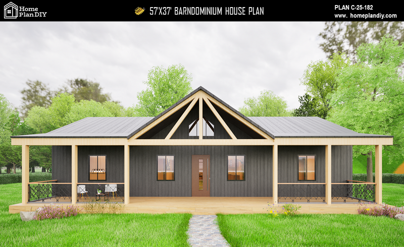 3 bedroom 2 bathroom barndominium floor plan with loft