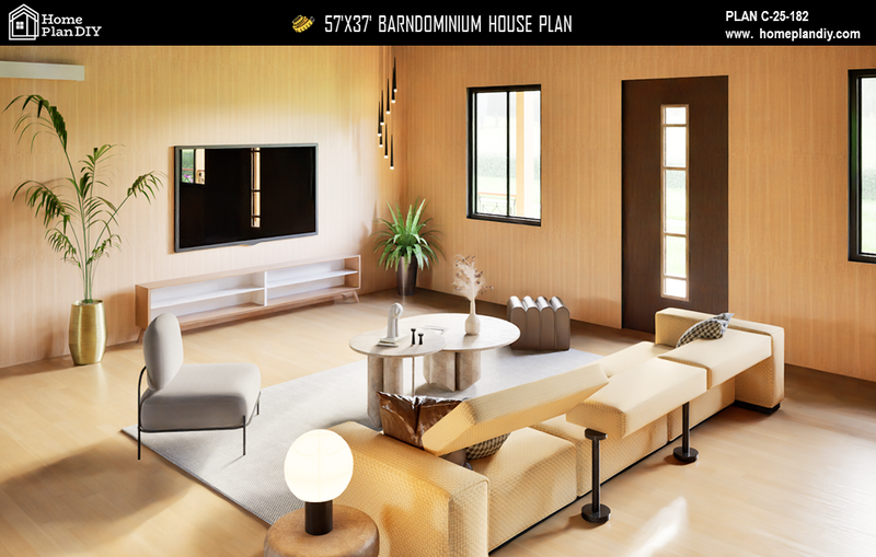 3 bedroom 2 bathroom barndominium floor plan with loft