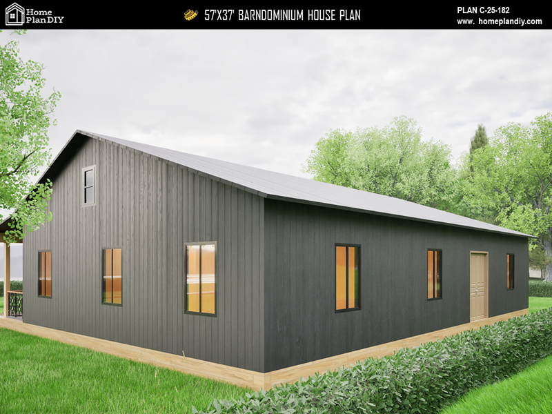 3 bedroom 2 bathroom barndominium floor plan with loft