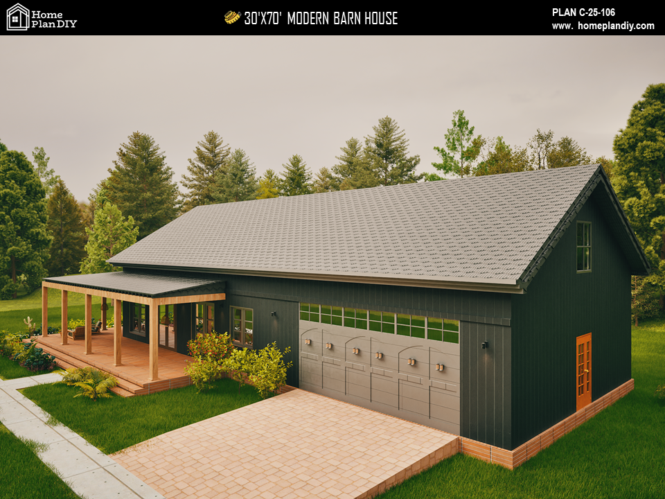 Modern Barndominium House Plan 25106