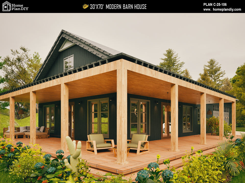 Modern Barndominium House Plan 25106