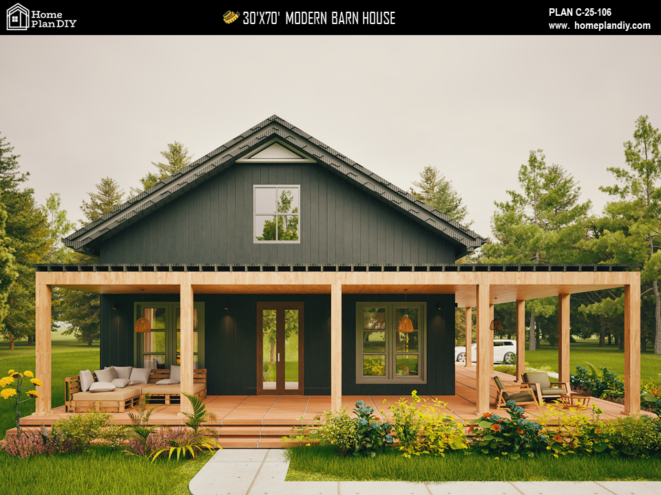 Modern Barndominium House Plan 25106