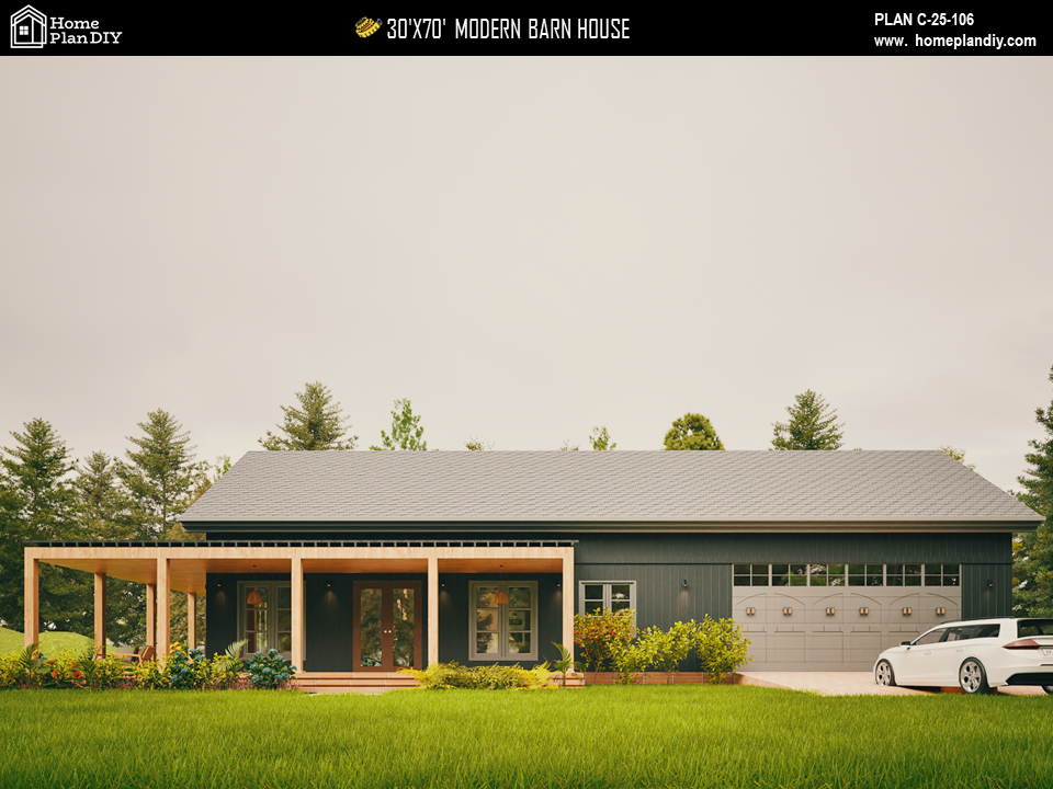 Modern Barndominium House Plan 25106