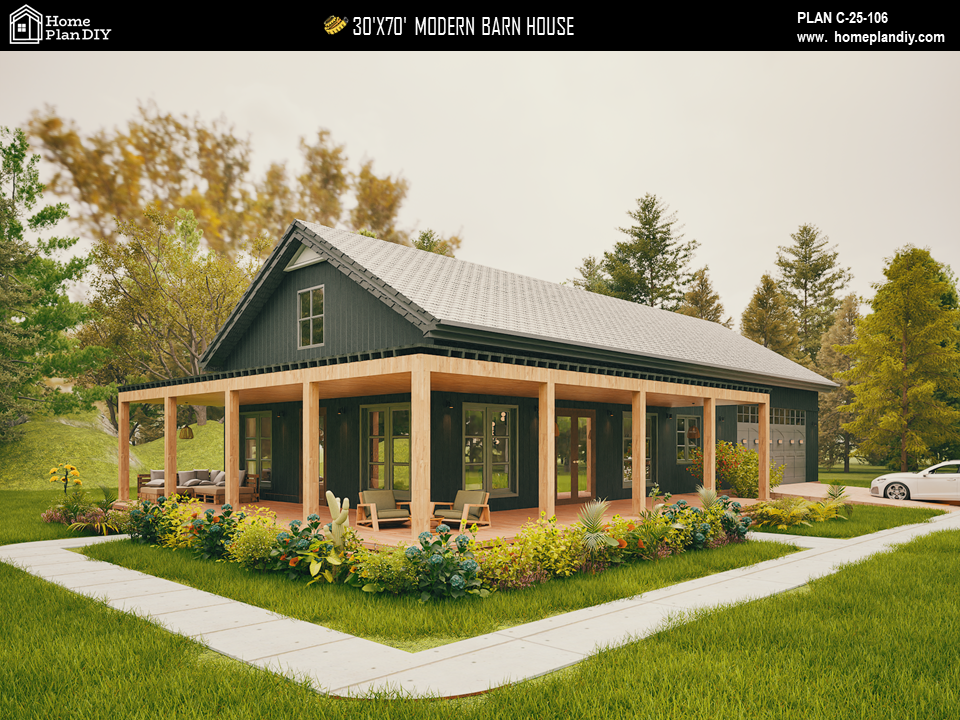 Modern Barndominium House Plan 25106