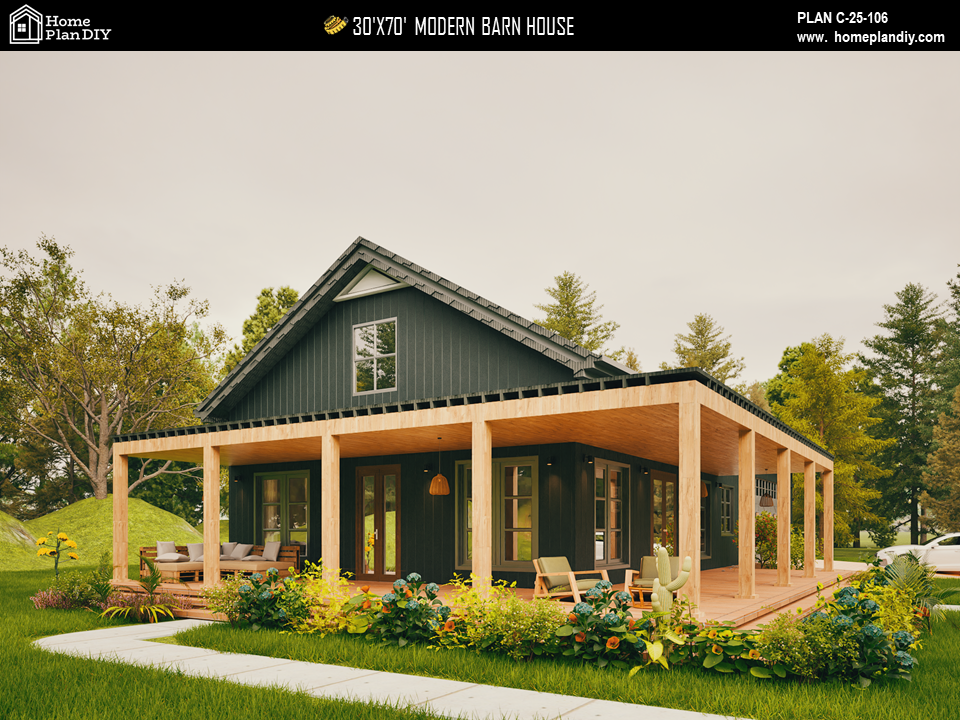 Modern Barndominium House Plan 25106