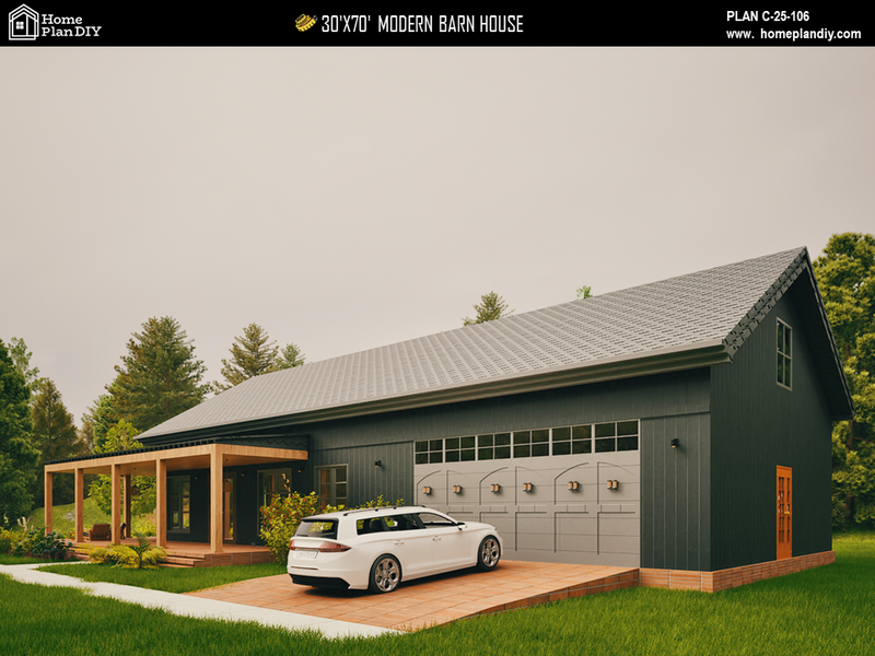 Modern Barndominium House Plan 25106