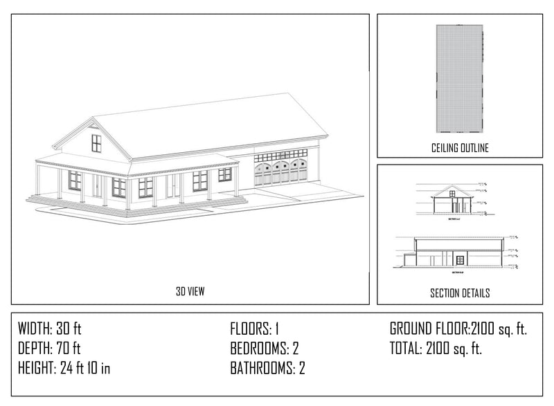Modern Barndominium House Plan 25106