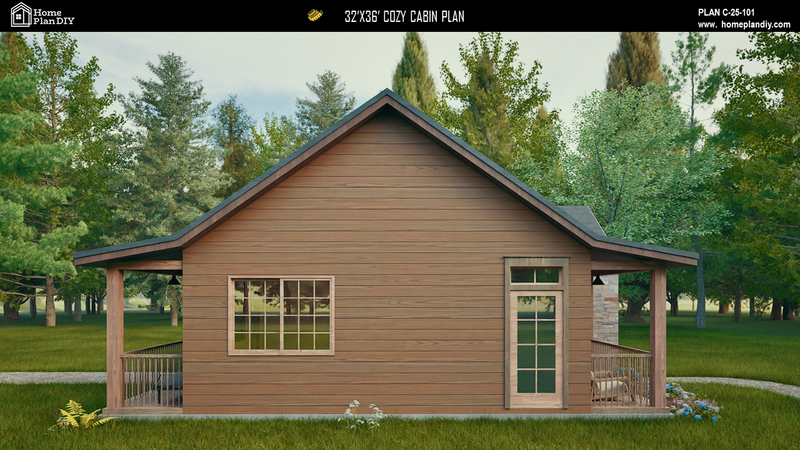 2 bedroom 2 bathroom cozy cabin house plan with porch